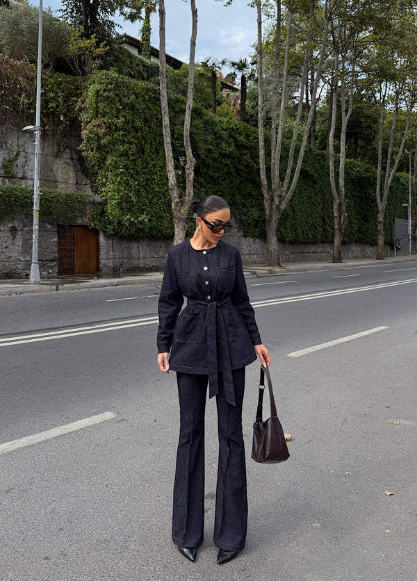 طقم جينز ربط جكيت وافي