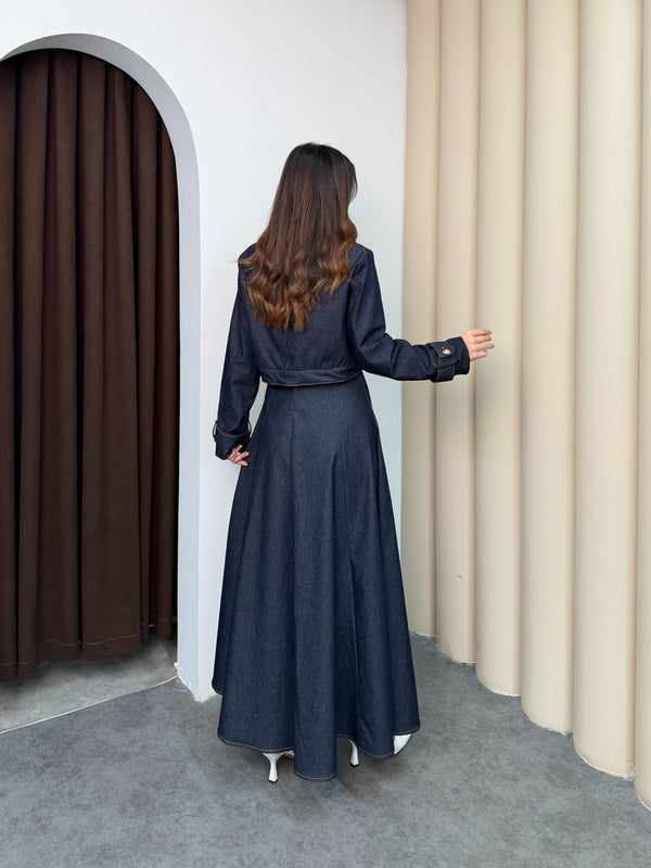 طقم فستان جينز مع جكيت