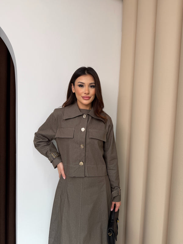 طقم فستان جينز مع جكيت