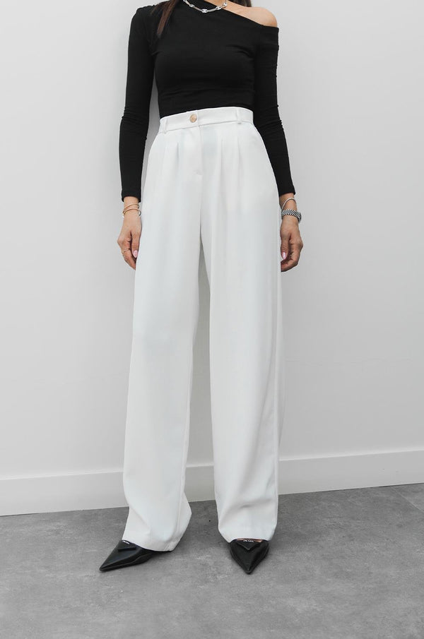 بنطلون زر ذهبي عريض