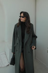 معطف طويل باللون الاخضر الانيق