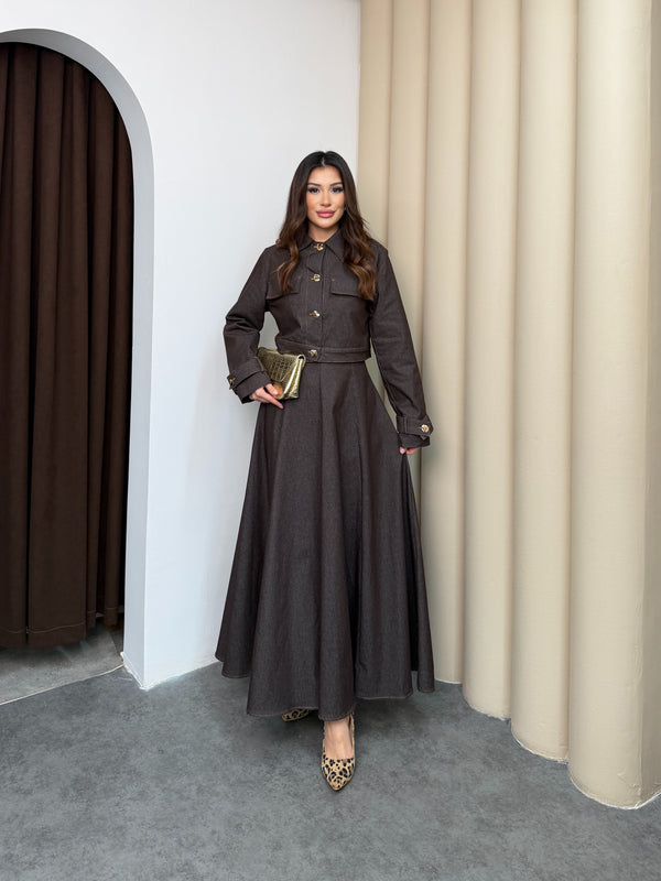 طقم فستان جينز مع جكيت