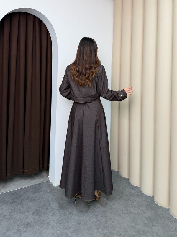 طقم فستان جينز مع جكيت