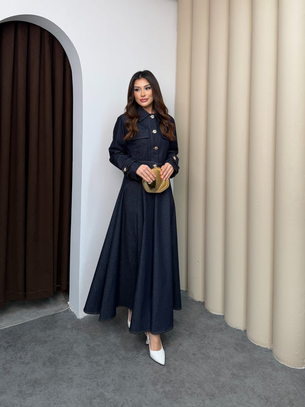 طقم فستان جينز مع جكيت