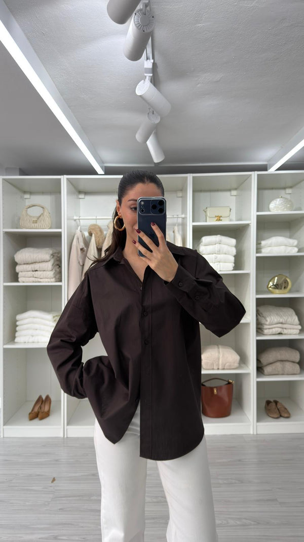 قميص ون سايز بني