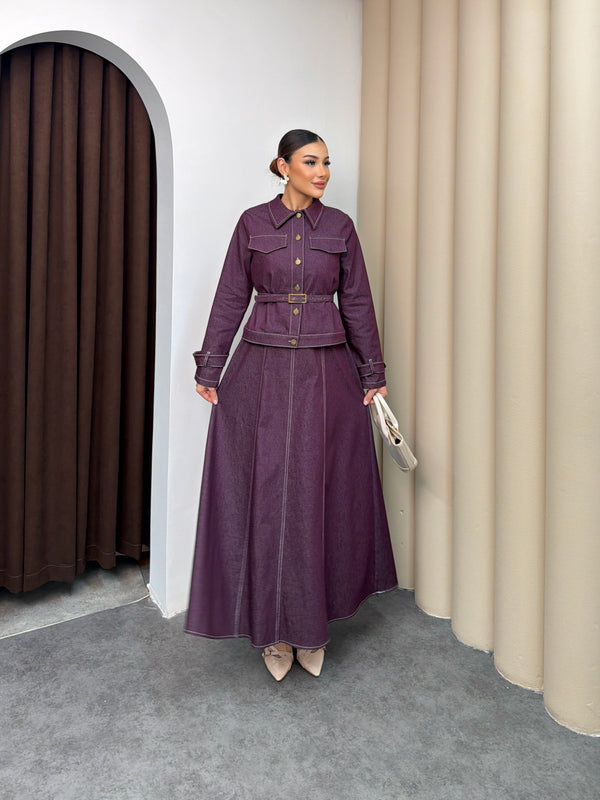 طقم فستان جينز مع جكيت