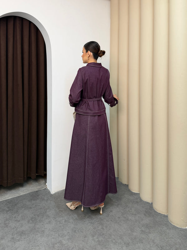 طقم فستان جينز مع جكيت