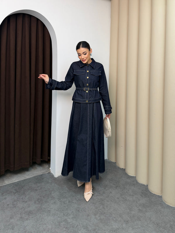 فستان جينز مع جكيت