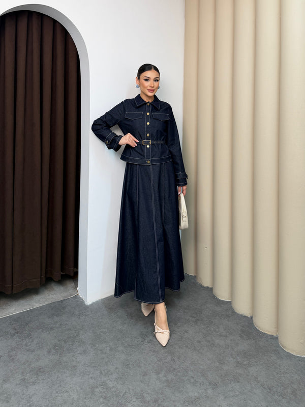 فستان جينز مع جكيت