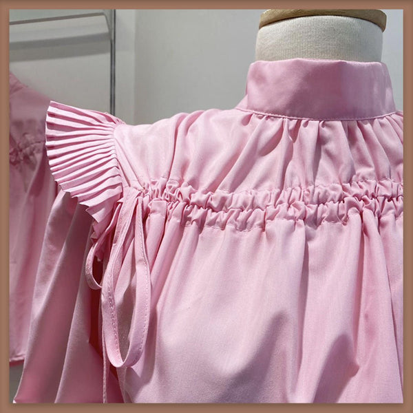 بلوز أكمام مطوية - Sateen style