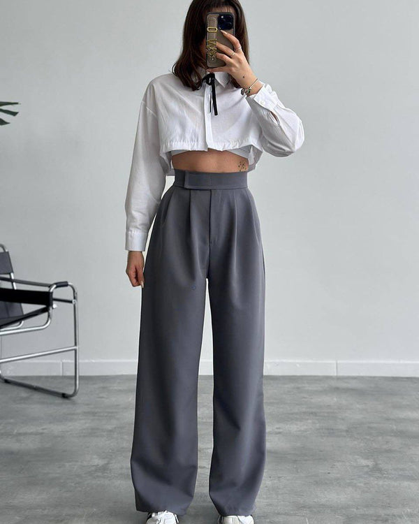 بنطلون قماش واسع - Sateen style