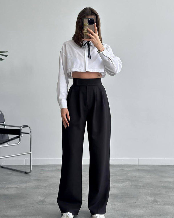 بنطلون قماش واسع - Sateen style