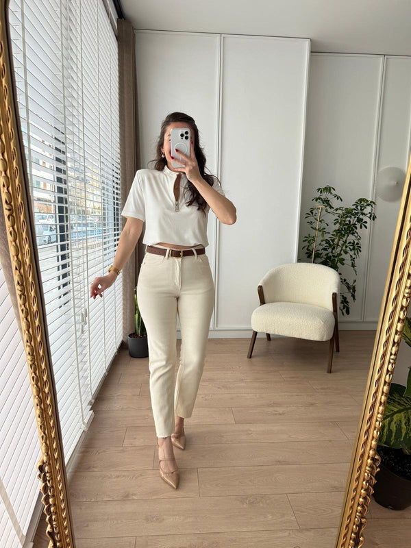 بنطلون Mom جينز بيج - Sateen style