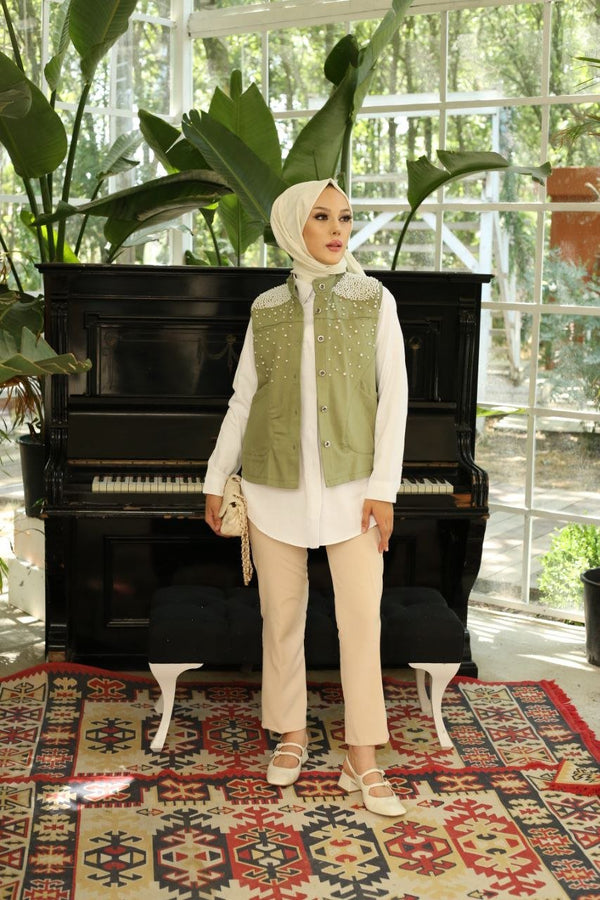 فيست كتان لون زيتي - Sateen style