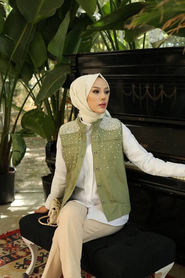 فيست كتان لون زيتي - Sateen style