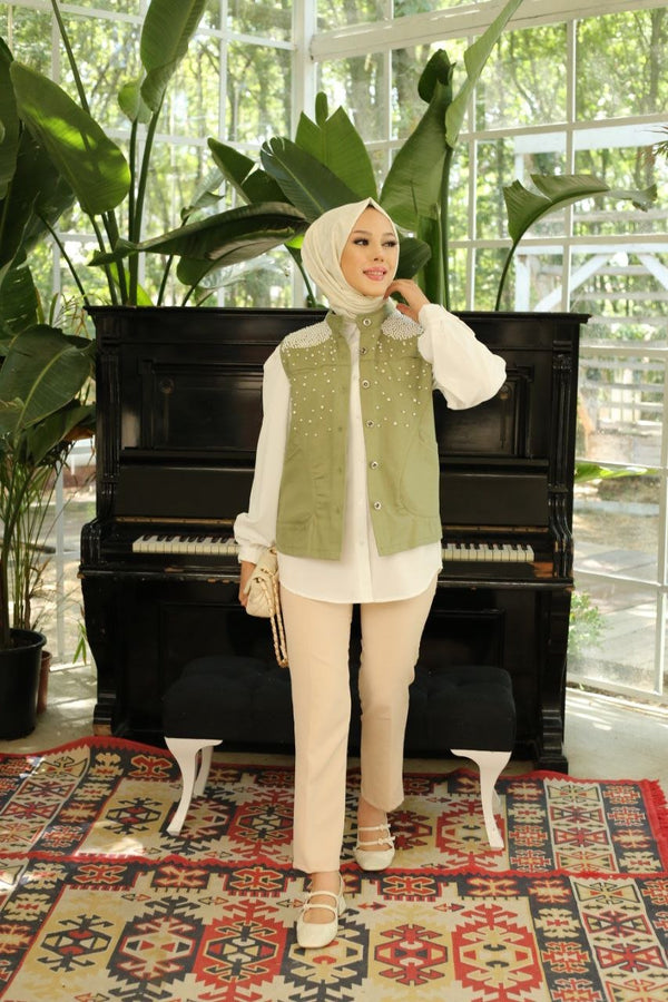 فيست كتان لون زيتي - Sateen style