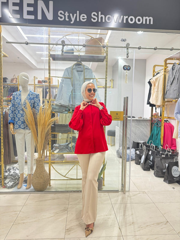 قميص بيسك رسمي مع بروش - Sateen style