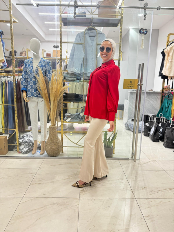 قميص بيسك رسمي مع بروش - Sateen style