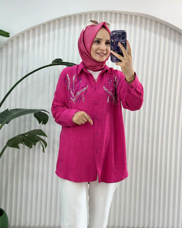 قميص مزخرف بعدة الوان - Sateen style