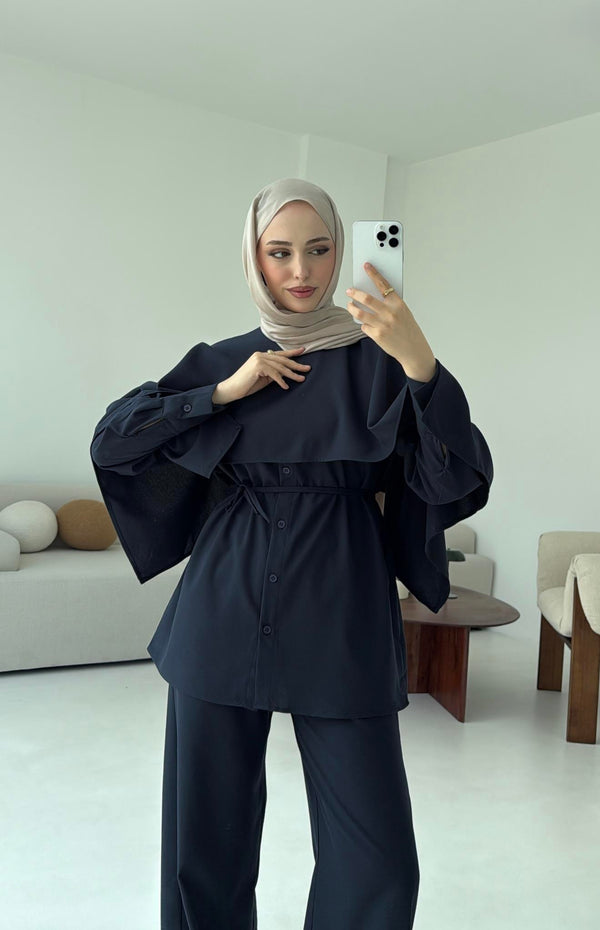 طقم قطعتين مع بنطلون Palazzo- كحلي