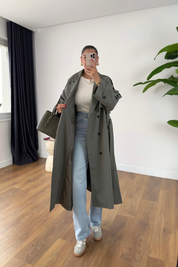 ترانشكوت كتان زيتي ون سايز