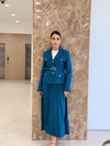 طقم بليزر مع تنورة تركواز Gabriela Set - Sateen style