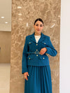 طقم بليزر مع تنورة تركواز Gabriela Set - Sateen style
