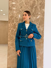 طقم بليزر مع تنورة تركواز Gabriela Set - Sateen style