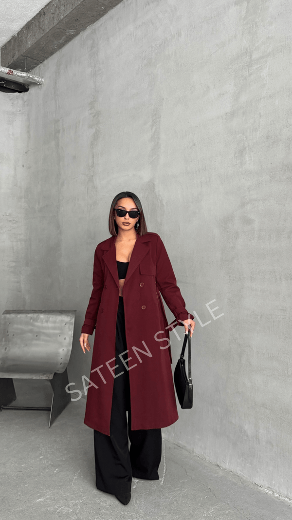 ترانشكوت كتان طول 117 سم - Sateen style