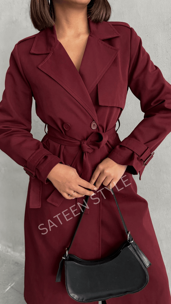 ترانشكوت كتان طول 117 سم - Sateen style