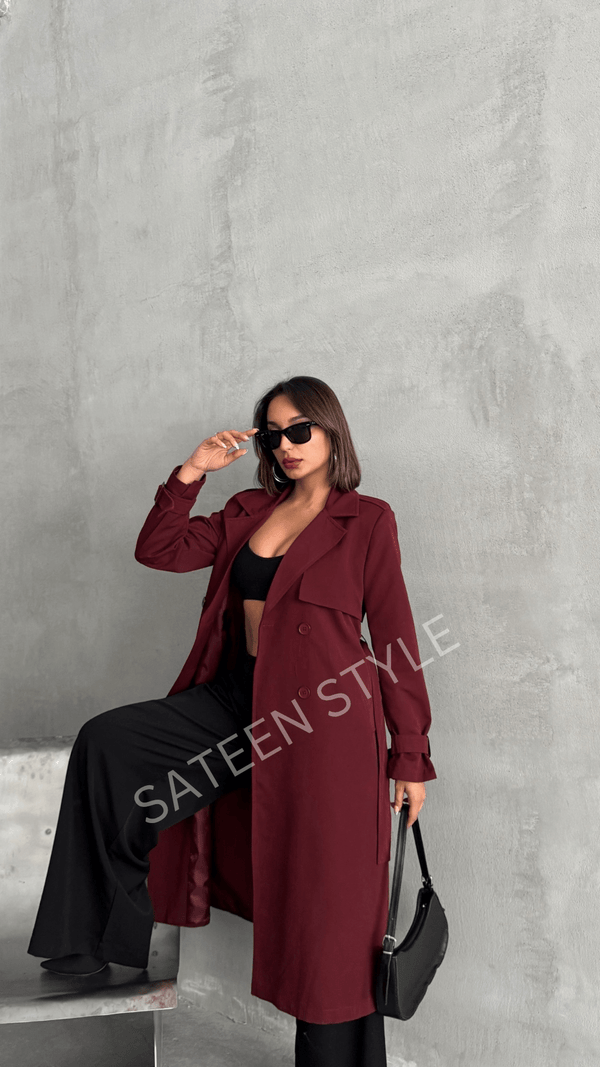 ترانشكوت كتان طول 117 سم - Sateen style