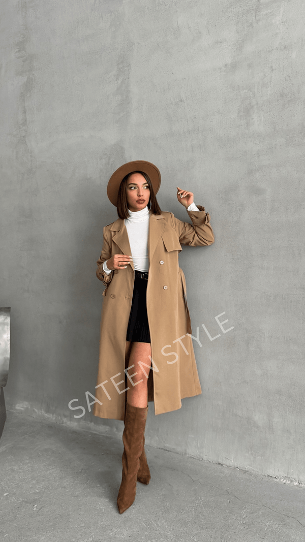 ترانشكوت كتان طول 117 سم - Sateen style