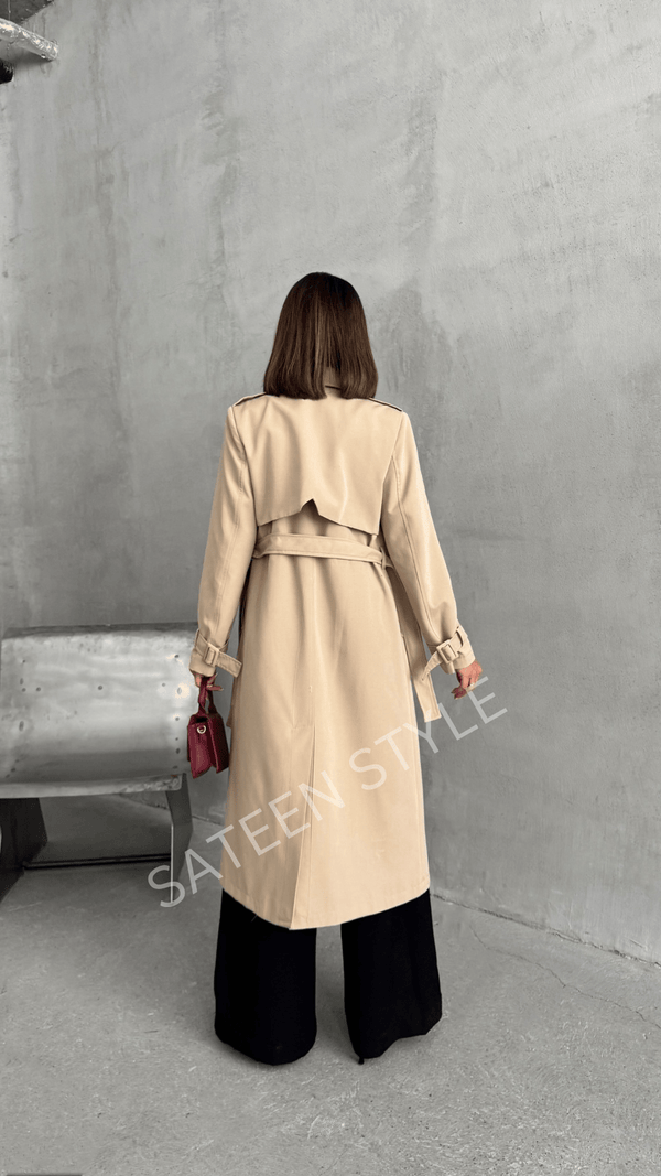 ترانشكوت كتان طول 117 سم - Sateen style