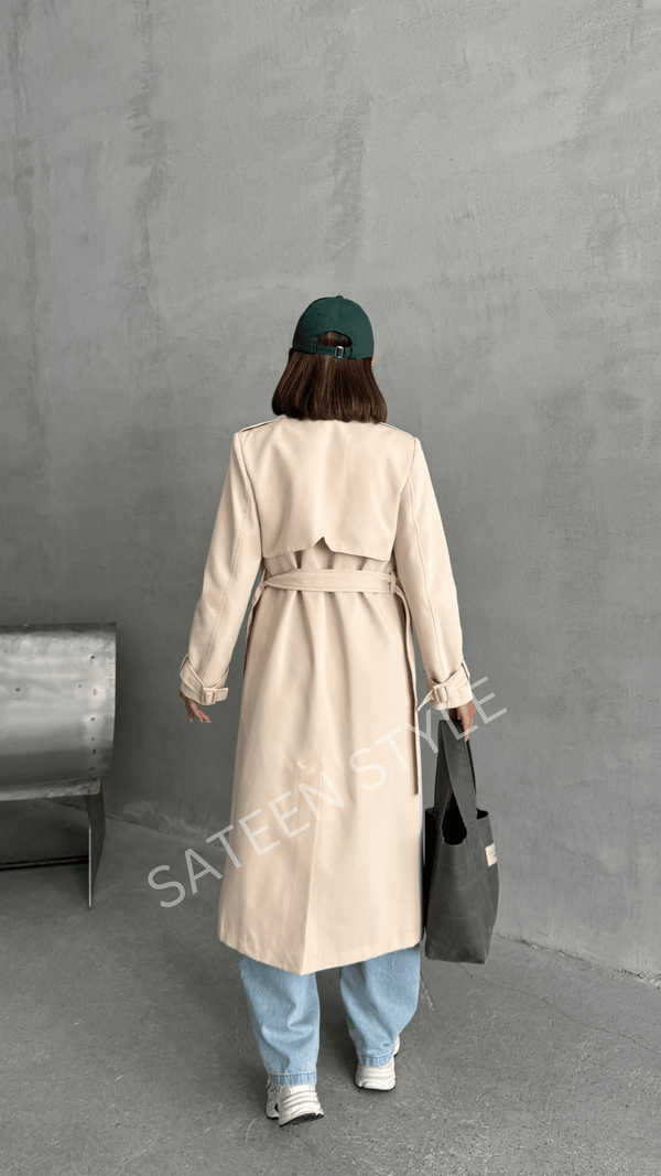 ترانشكوت كتان طول 117 سم - Sateen style