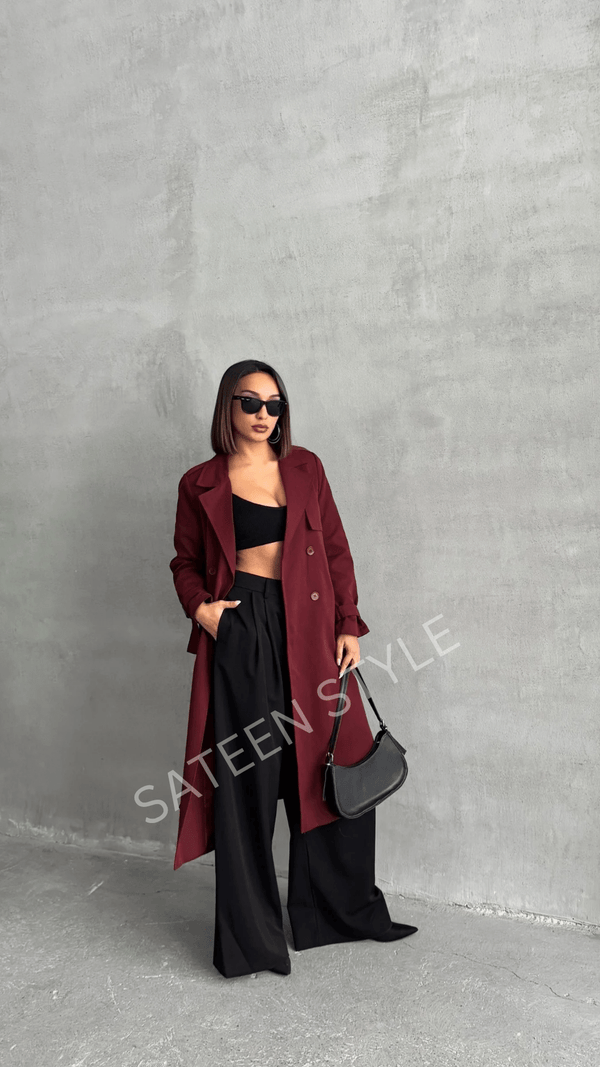 ترانشكوت كتان طول 117 سم - Sateen style