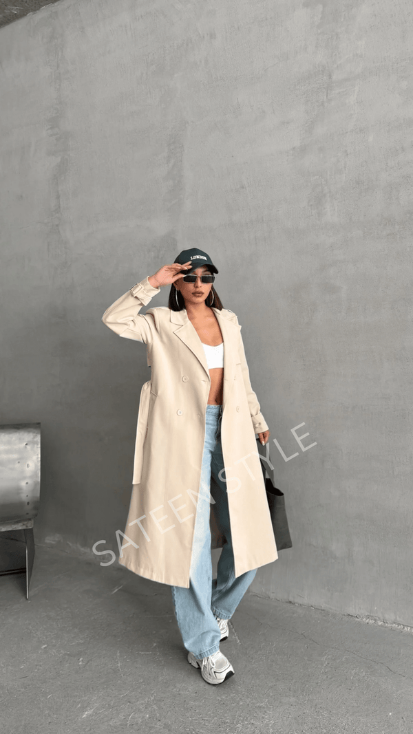 ترانشكوت كتان طول 117 سم - Sateen style