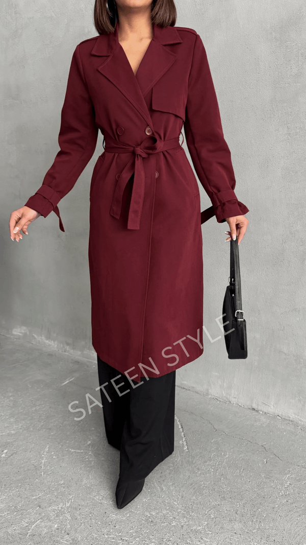 ترانشكوت كتان طول 117 سم - Sateen style
