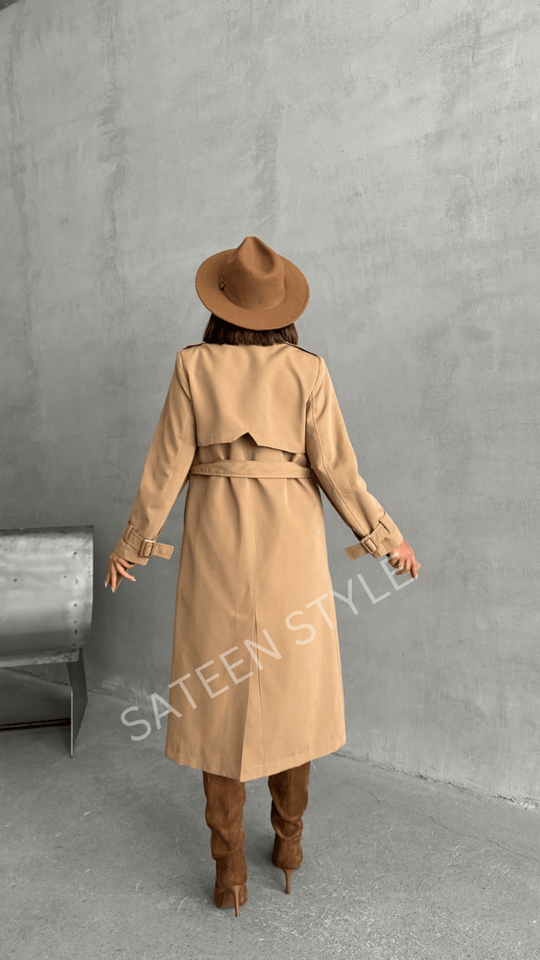 ترانشكوت كتان طول 117 سم - Sateen style
