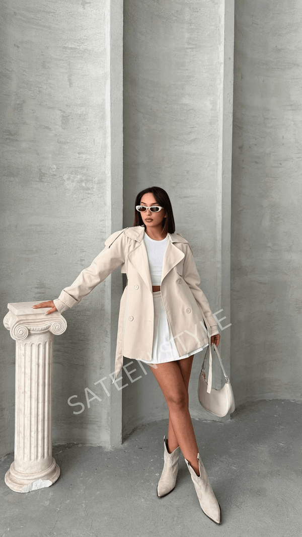 ترانشكوت كتان طول 78 سم - Sateen style