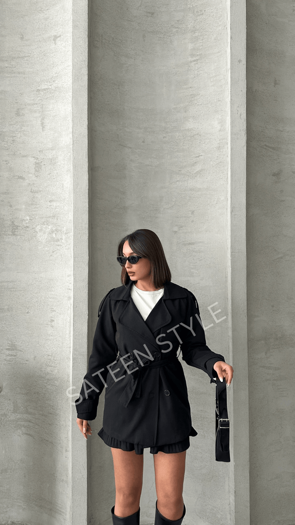 ترانشكوت كتان طول 78 سم - Sateen style