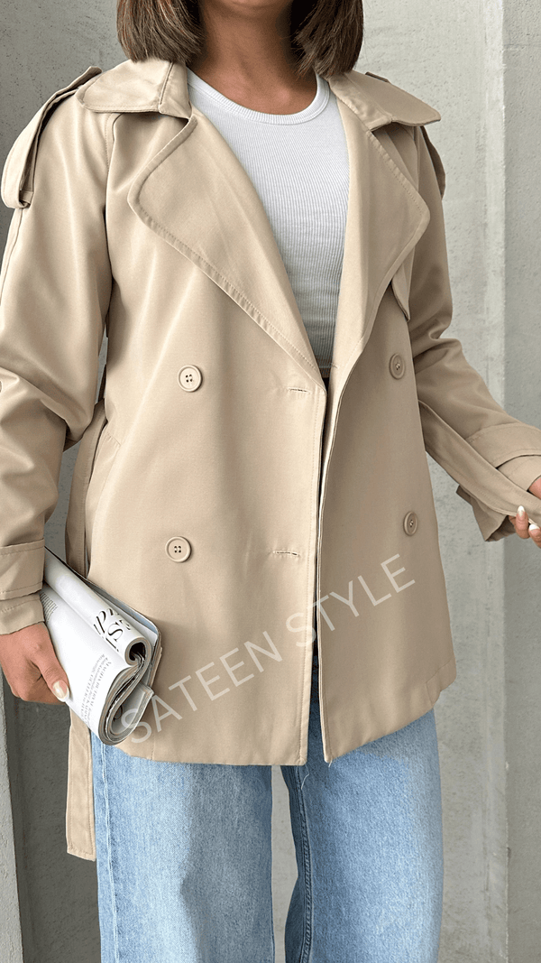 ترانشكوت كتان طول 78 سم - Sateen style