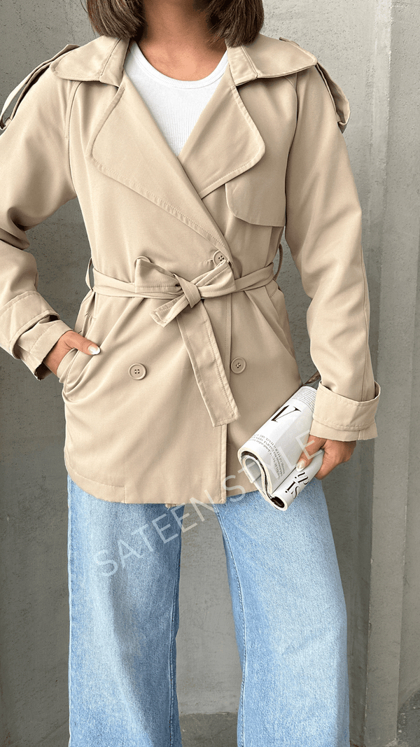 ترانشكوت كتان طول 78 سم - Sateen style