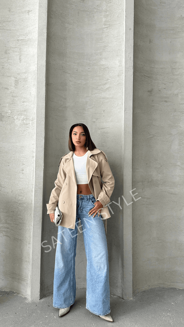 ترانشكوت كتان طول 78 سم - Sateen style