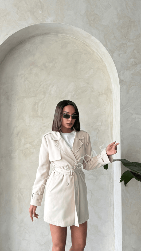 ترانشكوت كتان طول 85 سم - Sateen style