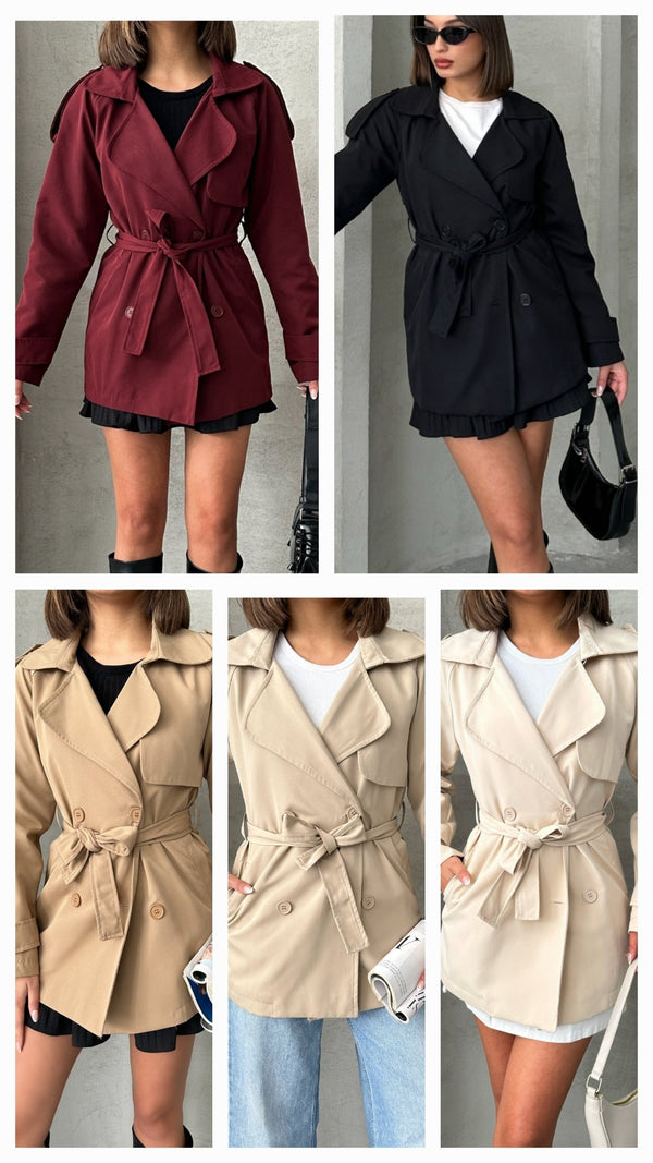 ترانشكوت كتان طول 85 سم - Sateen style