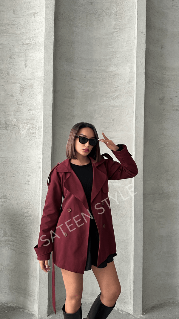 ترانشكوت كتان طول 85 سم - Sateen style