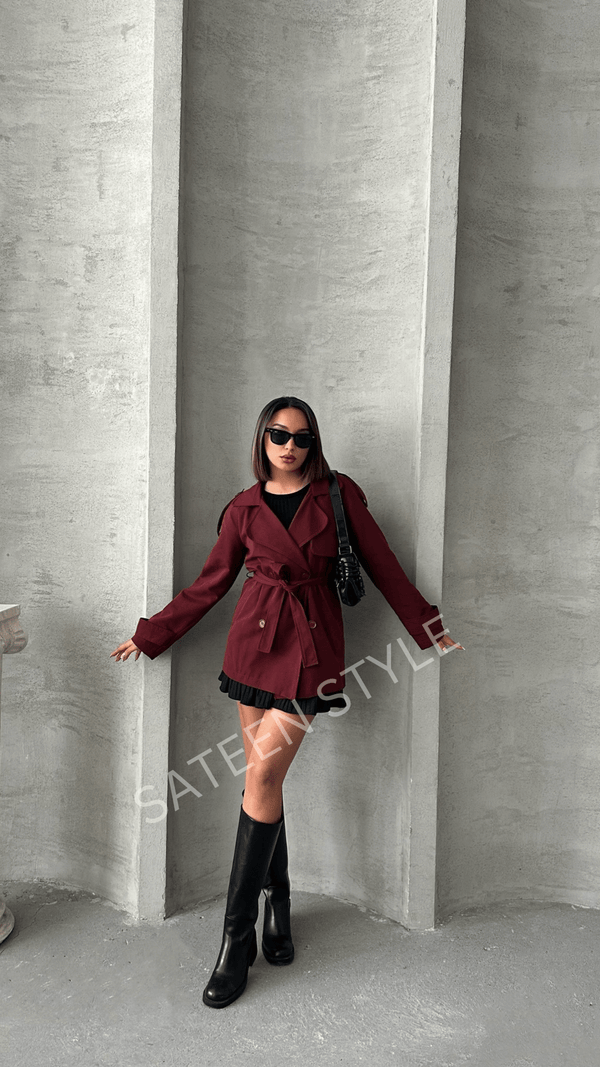 ترانشكوت كتان طول 85 سم - Sateen style