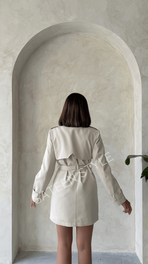 ترانشكوت كتان طول 85 سم - Sateen style