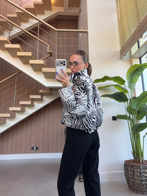 Zebra Bomber Jacket
