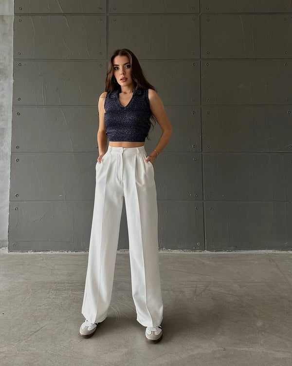 بنطلون قماش عريض